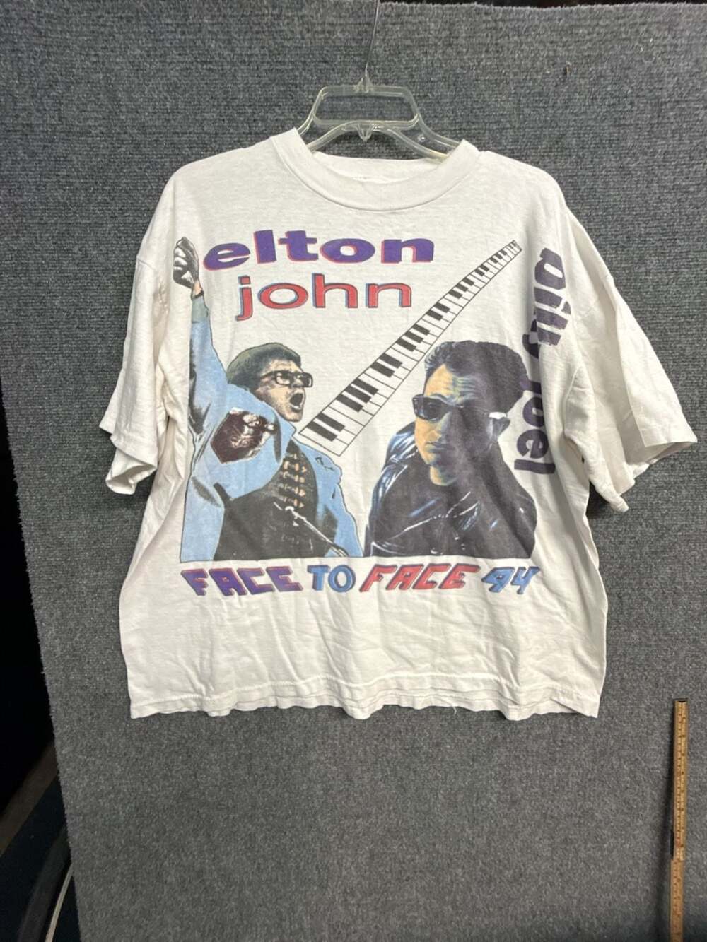Vintage Boot 1994 Elton John Billy Joel Face to Face Tour T-Shirt Size XL